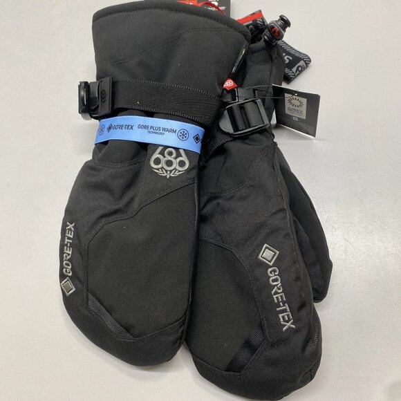 686 Men’s GORE-TEX Linear Leather Mittens – Black – Size XL - Picture 1 of 14